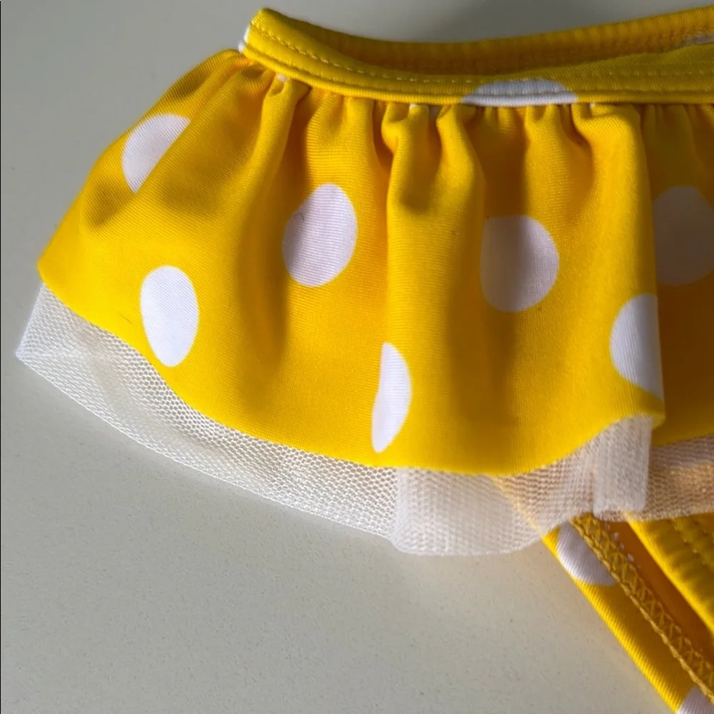 Yellow Polka Dot Ruffle Bikini Set